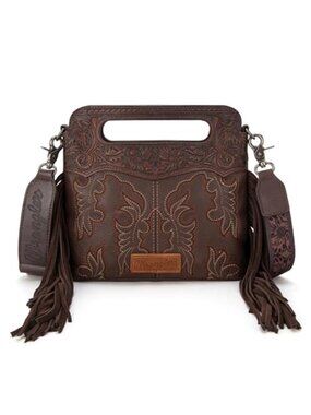 Western Fringe Crossbody Purse Cowgirl Handbag Embossed Vegan Leather